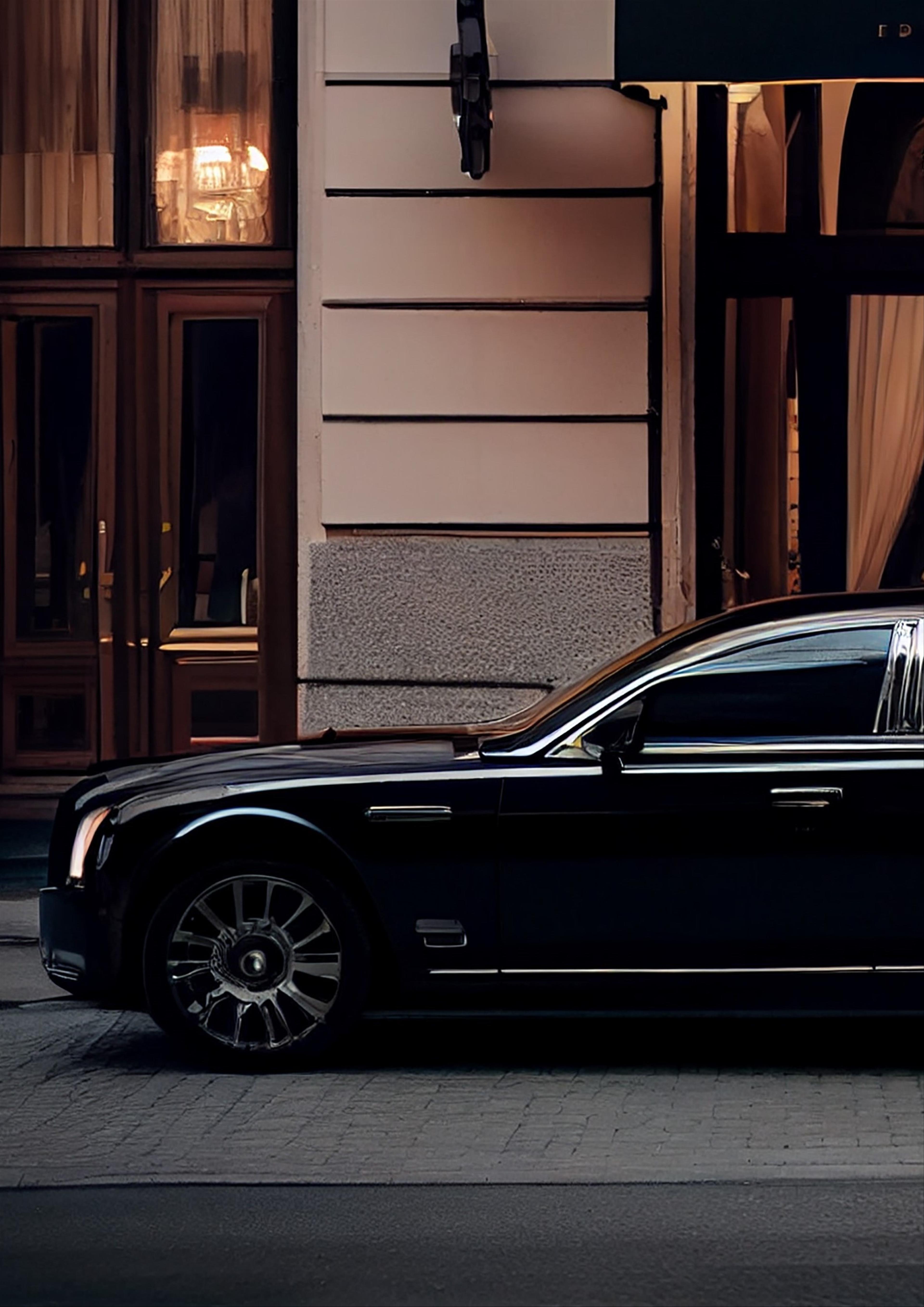 A sophisticated black luxury limousine parked in downtown Toronto, with a professional chauffeur standing beside it. This image epitomizes the epitome of opulence and comfort in Toronto's premier limousine services, perfect for weddings, corporate events, airport transfers, and special occasions, offering unrivaled elegance, punctuality, and style for discerning passengers seeking an unforgettable experience